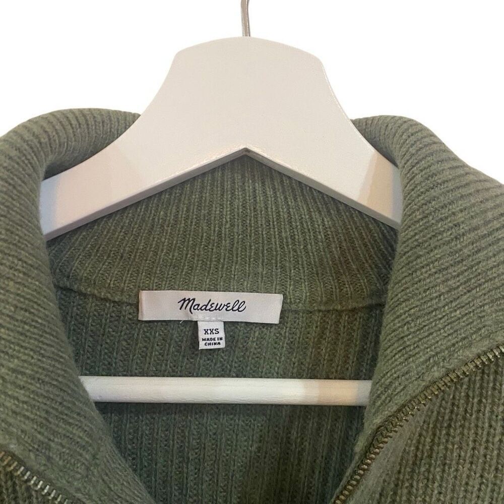 Madewell Glenbrook Half-Zip Merino Wool Pullover Sweater in Heather Palm Green X - Picture 4 of 7
